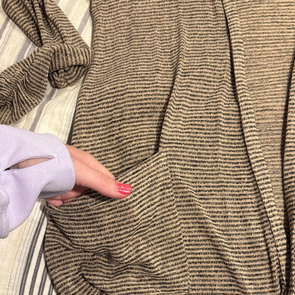 h.i.p. Tan and Black Striped Cardigan - Picture 3 of 3
